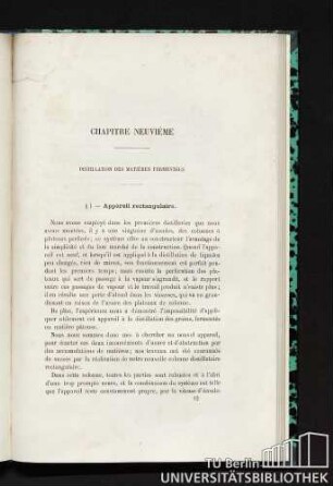 Chapitre neuvième. Distillation des matières fermentées