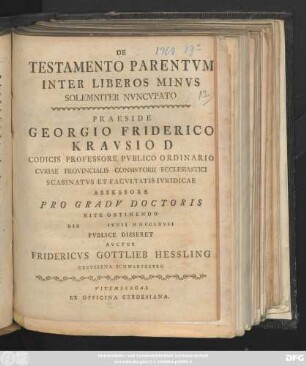 De Testamento Parentvm Inter Liberos Minvs Solemniter Nvncvpato
