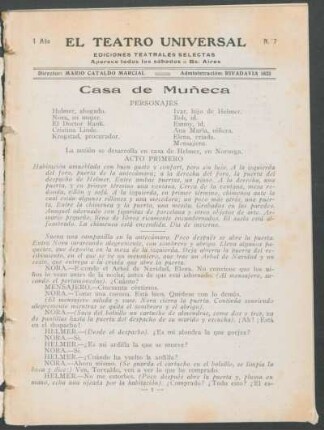 1921000700: Casa de muñeca : drama en tres actos
