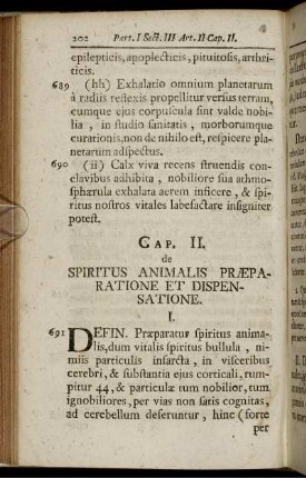 Cap. II. Spiritus Animalis Præparatione Et Dispensatione.