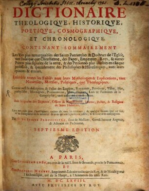 Dictionaire theologique, historique, ...