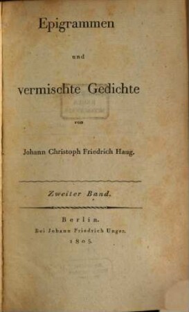 Epigrammen und vermischte Gedichte, 2. Vermischte Gedichte