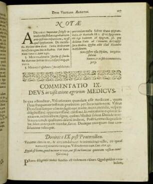 Commentatio IX. Deus invisitatione ægrorum Medicus.
