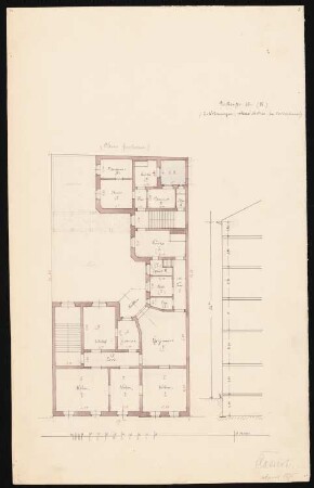 Wohnhäuser Ritterstraße 61-65, Berlin-Kreuzberg: Wohnhaus Knoblauch Nr. 62: Grundriss OG