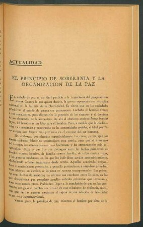 Actualidad : El principio de soberanía y la organización de la paz