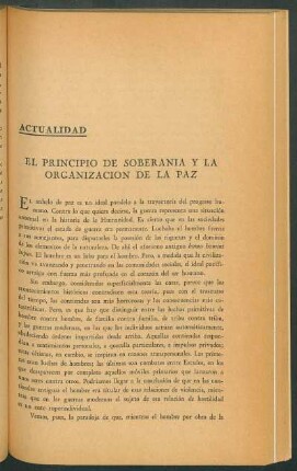 Actualidad : El principio de soberanía y la organización de la paz