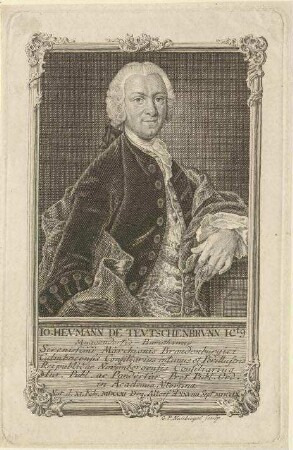 Johann Heumann von Teutschenbrunn aus Muggendorf im Bayreuthischen, Ratskonsulent, Fürstlicher Berater, Professor in Altdorf; geb. 11. Februar 1711; gest. 29. September 1760