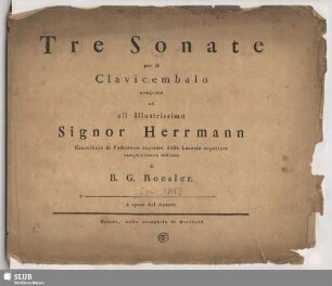 Tre Sonate per il Cembalo