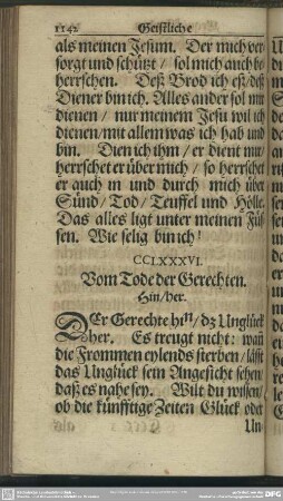 CCLXXXVI. Vom Tode der Gerechten