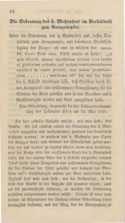 14-44 Die Bedeutung des h. Meßopfers im Verhältniß zum Kreuzesopfer