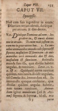 Caput VII. Synopsis. Noe cum suis ingreditur in aream: ...