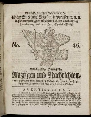 No. 46. Montags, den 13ten November 1769.
