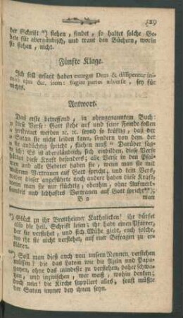Fünfte Klage. Ich soll gesagt haben exurgat Deus & dissipentur inimici ejus &c. item: ...
