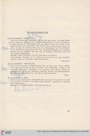 Wandteppiche (Nr. 304-306)