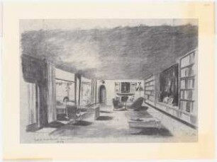 Wohnhaus, Berlin-Grunewald (Haus Thiele/Bartelmeier). Umbau Umbau: Innenraum: Studio. Perspektivische Ansicht