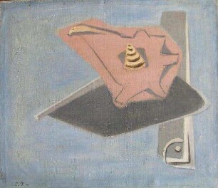 Rosa Muschel auf Blau