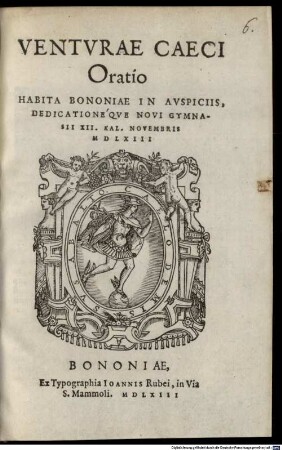 Oratio habita Bononiae in Auspiciis ... novi Gymnasii
