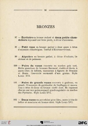 Bronzes (Nr. 97-106)