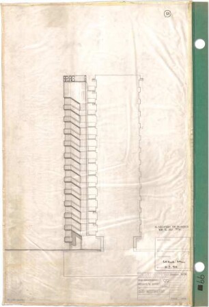 Schneider - Esleben, Paul; Düsseldorf, ARAG - Platz 1; ARAG-Stufenhochhaus, Hauptverwaltung der Allgemeinen Versicherungs-AG, Erweiterung - Treppenturm (Ansicht)
