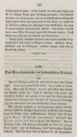 521-527 Das Alterthümliche im katholischen Cultus : Fortsetzung