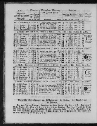 1821. Allgemeiner Reichs-Kalender. August.