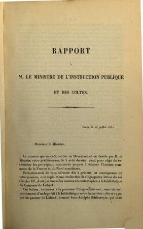 Lettres inédites du Roi Charles XII : Texte suedois, traduction française, avec introduction, notes et fac-simile