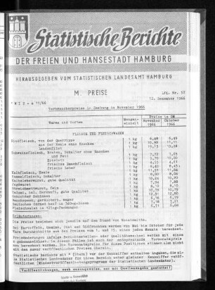 Verbraucherpreise in Hamburg im November 1966 : Lfd. Nr. 32