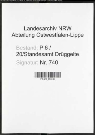 Sterberegister Standesamt Drüggelte