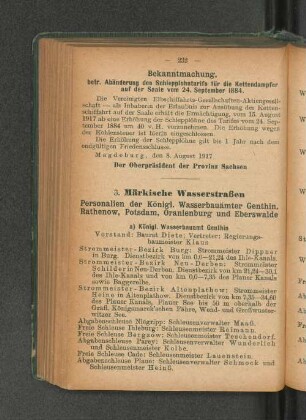 a) Königl. Wasserbauamt Genthin