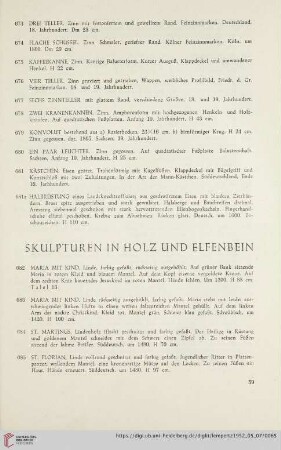 Skulpturen in Holz und Elfenbein (Nr. 682 - 761)