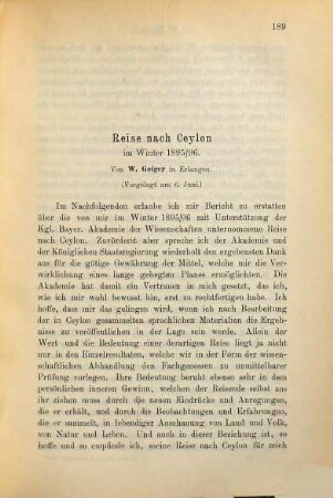 Reise nach Ceylon im Winter 1895/96