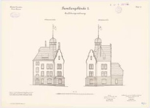 Pionierkaserne, Graudenz Familienwohnhaus I: Aufriss Südwestansicht und Südostansicht 1:100