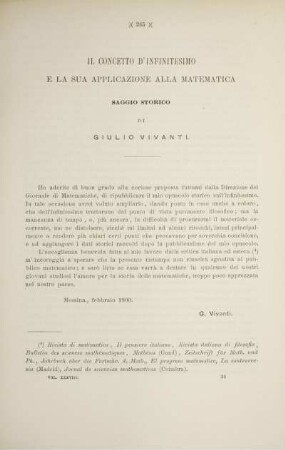 Il concetto d´infinitesimo e la sua applicazione alla matematica.