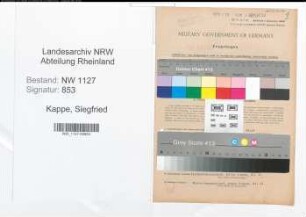 Entnazifizierung Siegfried Kappe , geb. 09.02.1915 (Schauspieler)