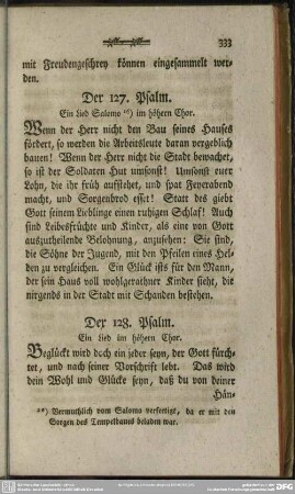 Der 127. Psalm. Ein Lied Salomo im höhern Chor