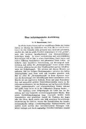 Über heilpädagogische Ausbildung.
