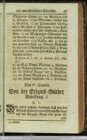Das IV. Capitel. Von der Erbzinß-Güther Würckung