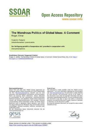 The Wondrous Politics of Global Ideas: A Comment