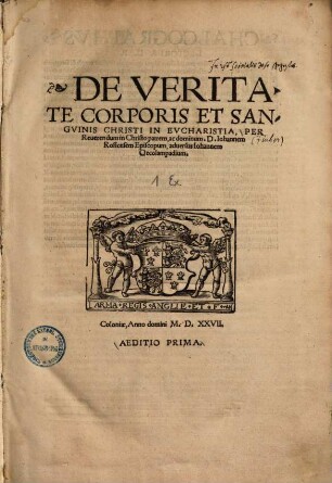 De veritate corporis et sanquinis Christi in eucharistia ... : adversus Iohannem Oecolampadium