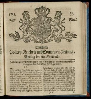 38. Stueck, Montag den 20. September 1751