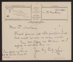 Schreiben an Hermann Muthesius (Brief)
