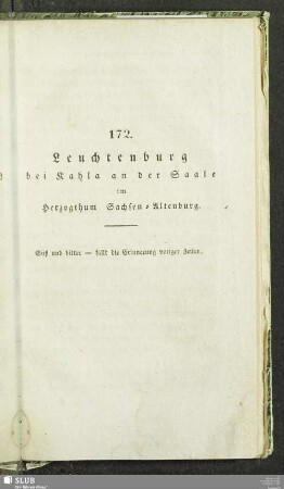 172. Leuchtenburg bei Kahla an der Saale im Herzogthum Sachsen-Altenburg