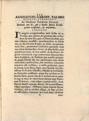 Ad Eminentiss. Et Reverendiss. Dominum S.R.E. Cardinalem Sigismundum De Kollonitz Archiepiscopum Viennensem Epistola