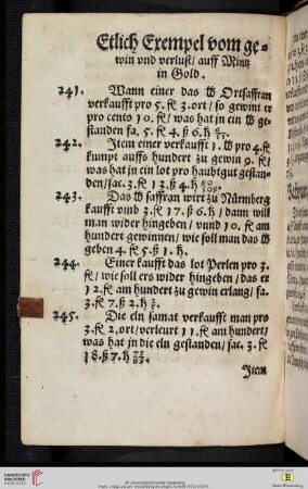 Etlich Exempel vom gewin und verlust (Nr. 241-246)