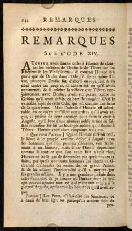 244-262, Remarques sur l'ODE XIV.