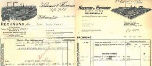 Rechnungsformulare der Seifen-Werke Kraemer & Flammer (Krämer & Flammer) mit Firmenansicht