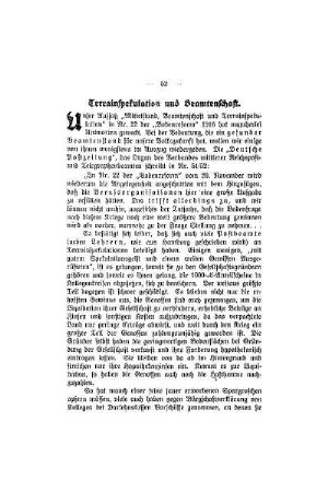 Terrainspekulation und Beamtenschaft