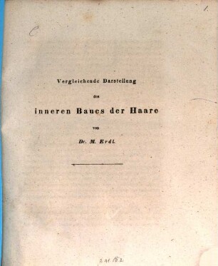 Vergleichende Darstellung des inneren Baues der Haare