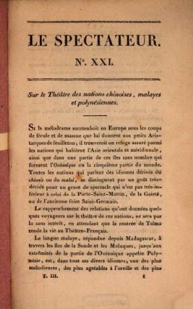 Le Spectateur ou Variétés historiques, littéraires, critiques, politiques et morales, 3. 1815