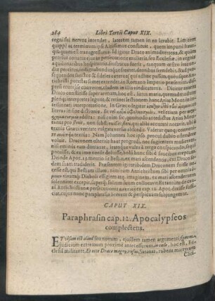 Caput XIX Paraphrasin cap. 12. Apocalypseos complectens